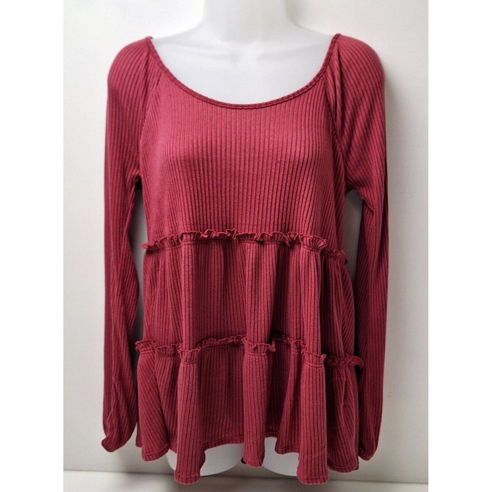 NWT! LC Lauren Conrad Berry Mist Tiered Cozy Tunic Top Women's Size S